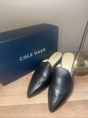 Cole Haan Piper Black Leather Mules